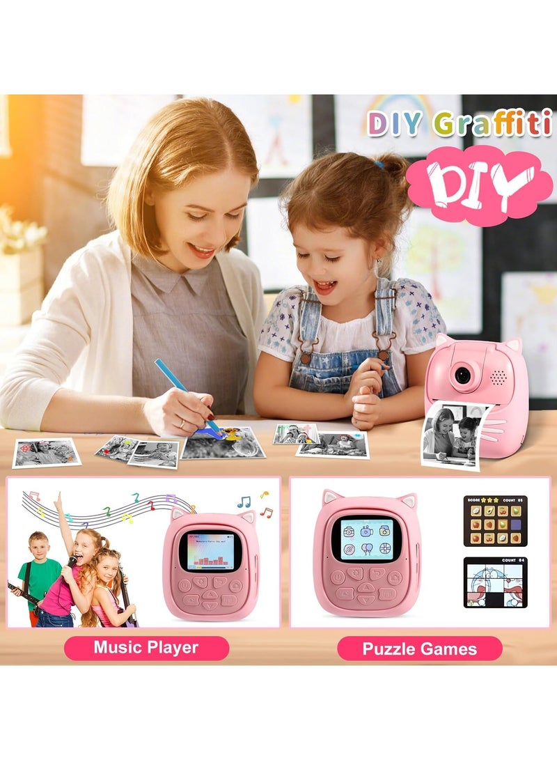 AROAQ 50MP Kids Instant Camera with 3 Rolls Print Paper for Boys and Girls 1080P Digital Camera for Children 2.0 IPS Selfie Toy Camera Toddler Rechargeable Video Recorder with 32GB TF Card - Image 5
