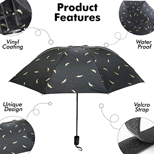 Kraptick Printed Umbrella, heavy rain printed umbrella, printed umbrella for women, digital printed umbrella, umbrella for kids, umbrella big size for rain (FEATHER BLACK) - Image 5