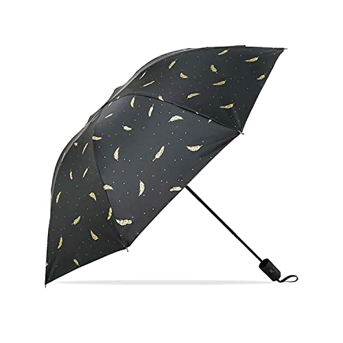 Kraptick Printed Umbrella, heavy rain printed umbrella, printed umbrella for women, digital printed umbrella, umbrella for kids, umbrella big size for rain (FEATHER BLACK) - Image 1