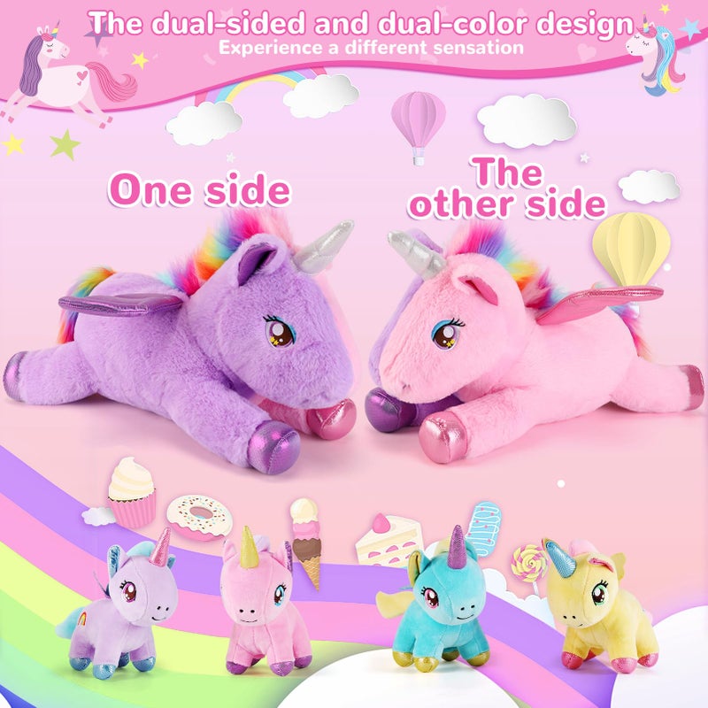gnomantic 5 Pieces Unicorn Stuffed Animals - 1 Mommy Stuffed Unicorn with 4 Babies - Unicorns Gifts for Girls Ages 3-8, Unicorns Plush Toys for Christmas, Valentine's, Birthday Gifts (Pink & Purple) - Image 5
