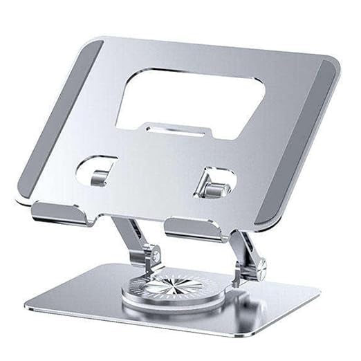 Shrevi Adjustable Laptop Stand with 360 Rotating Base Aluminum Tabletop Ergonomic Foldable Portable Laptop Stand Holder Compatible for All Other Notebook Sliver ipad Stand 360Rotation - Image 1