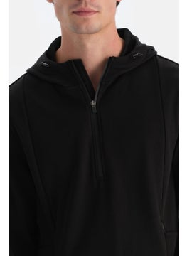 dagi Black Men's Zipper Collar Hooded Thermal Sweatshirt  - Image 4