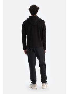 dagi Black Men's Zipper Collar Hooded Thermal Sweatshirt  - Image 2