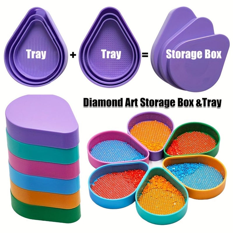 Purple 6 In 1 Diamond Painting Tray Storage Box Multi Function Funnel Art Tool - Image 2