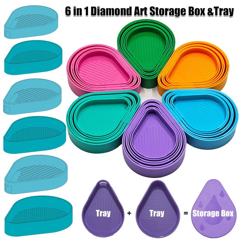 Purple 6 In 1 Diamond Painting Tray Storage Box Multi Function Funnel Art Tool - Image 1