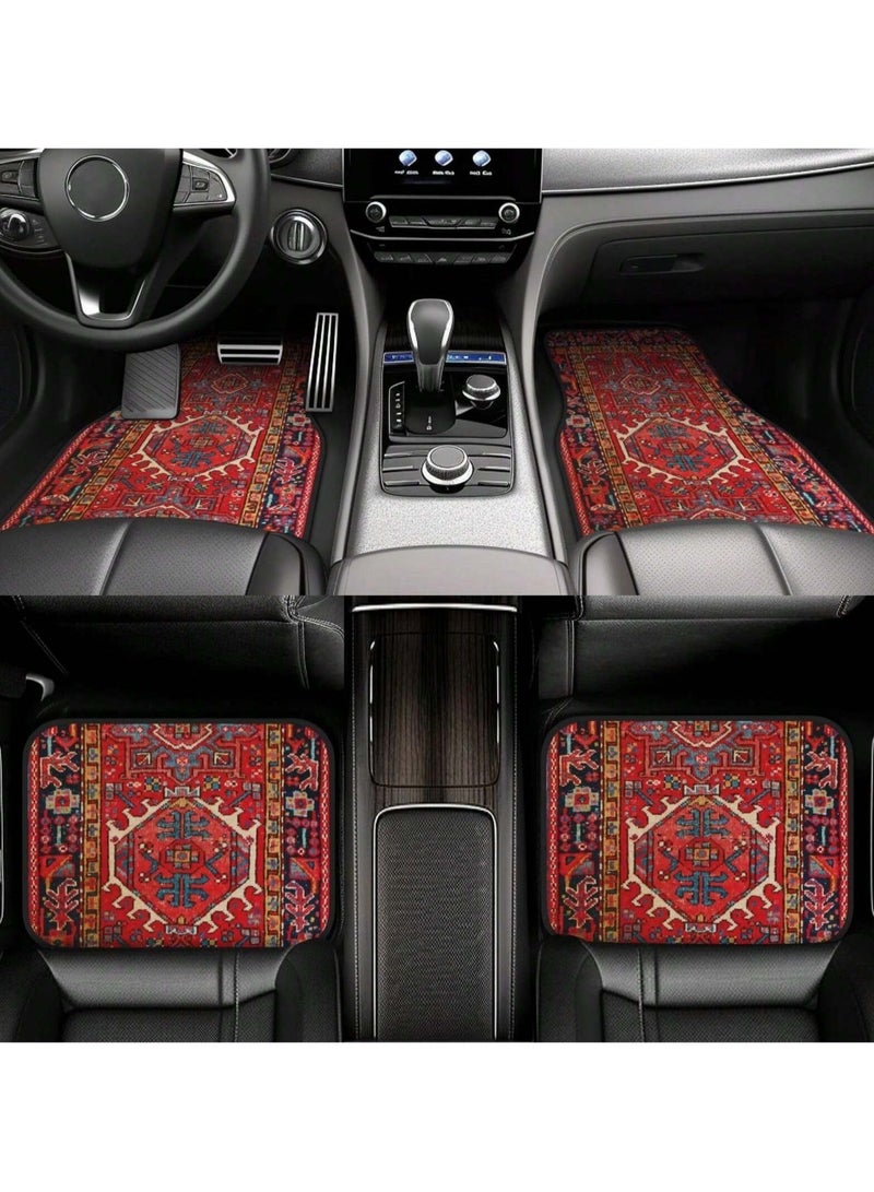 Antique Oriental Turkish Design Car Floor Mat Set for Car - 4 Pieces Front and Back - Image 1