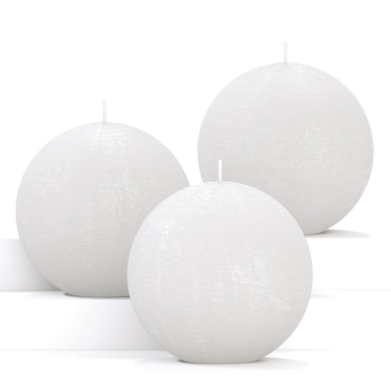 CANDWAX Candle Set of 3 Round Candles Ball 3 Inch  Perfect Candle Decor as Wedding Decoration and Candles Romantic  Unscented Shaped Candles Long Burning  White Candles