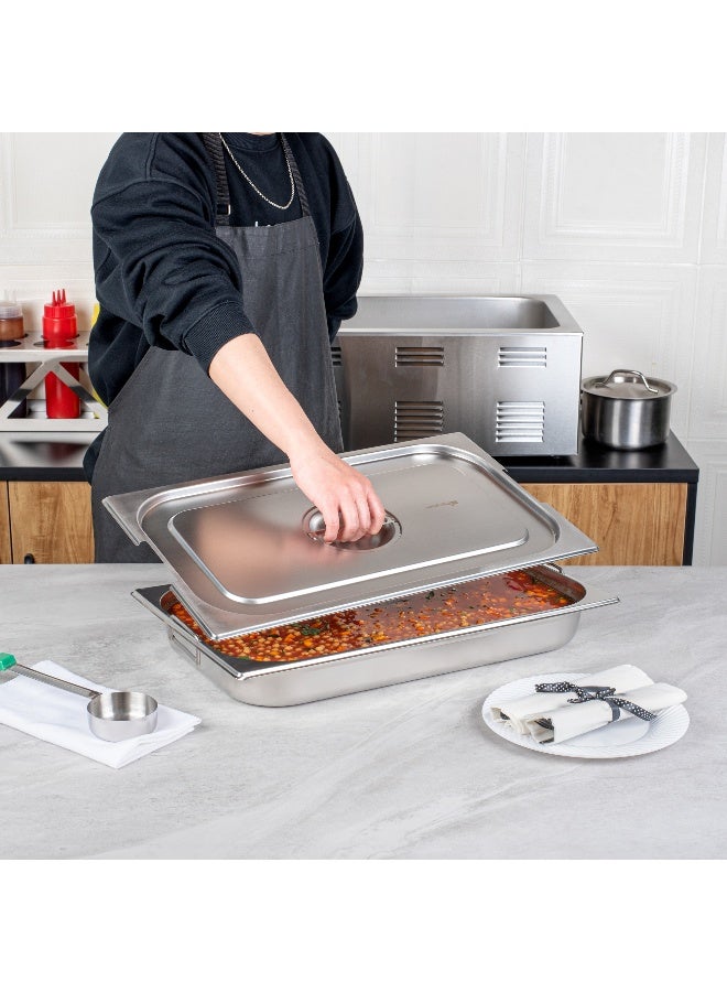 Restaurantware غطاء فقط: غطاء بان بخار مت لوكس 20.8 × 12.8 بوصة، غطاء بان فندقي واحد - يناسب بان بخار كامل الحجم، بان الطاولة يباع بشكل منفصل، غطاء بان بخار من الفولاذ المقاوم للصدأ، مع مقبض مدمج - Image 5