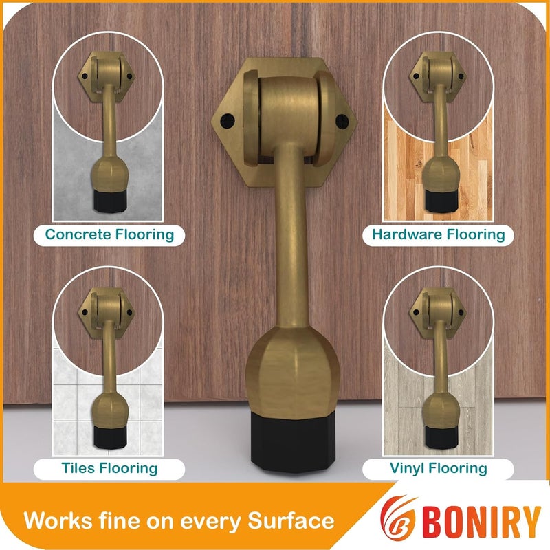 Boniry HeavyDuty Door Stopper with AntiSlip Rubber Base Elegant and Durable Design for All Types of Doors Brass - Image 3