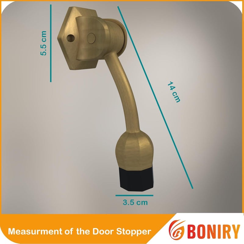 Boniry HeavyDuty Door Stopper with AntiSlip Rubber Base Elegant and Durable Design for All Types of Doors Brass - Image 2