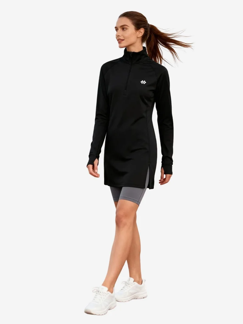 تومي لايف TOMMY Long-sleeve Knit Tunic Top With Half Turtleneck