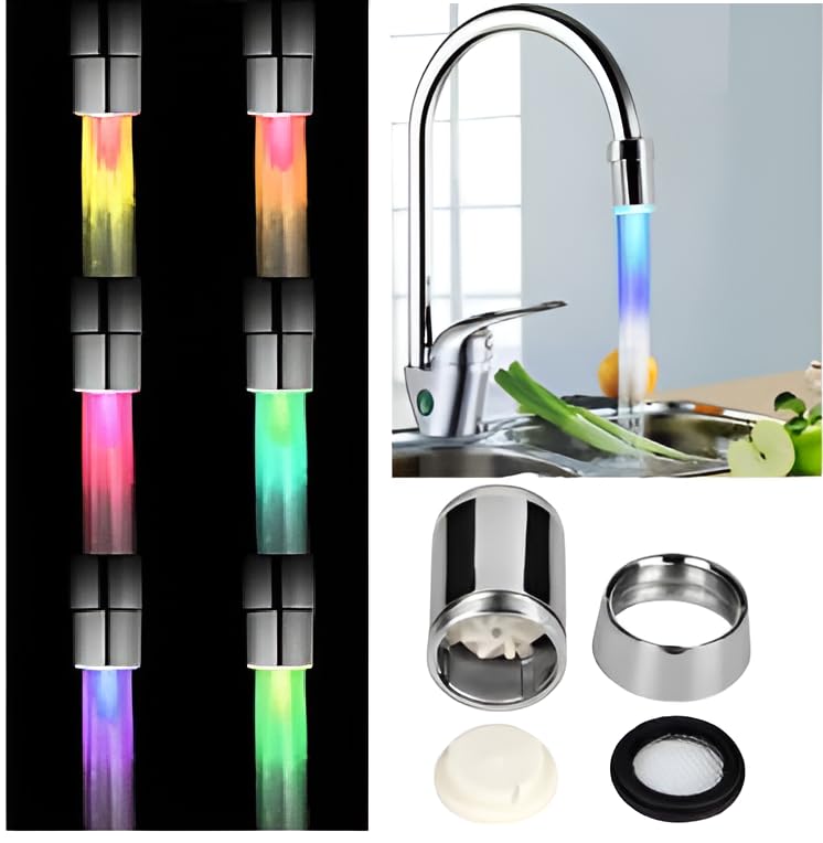 QAWACHH LED Tap Light Water Glow Shower for Bathroom Kitchen Nozzle Cock Faucet (Multicolour) - Image 1