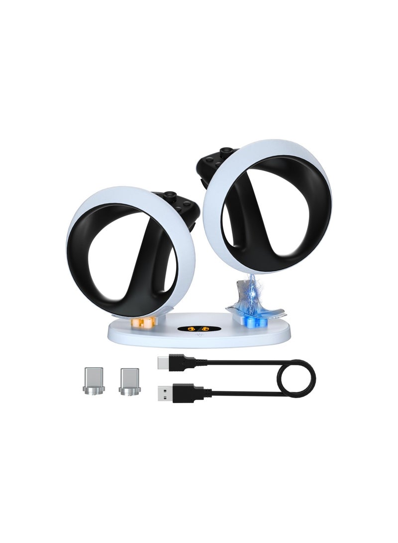 Fit for Charging Station for PS VR2 Sense Controller, Dual PS VR2 Charging Station for PSVR2 Controller with Led Indicator, PSVR 2 Charger Dock with 2 Magnetic Type-C Connectors, PS VR2 Accessories - Image 1