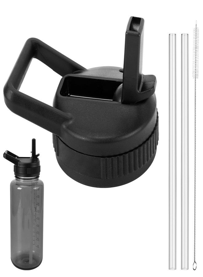 crayBG Straw Lid Compatible with Nalgene Water Bottles 32 OZ, BPA-Free Straws Lid with Handle for Nalgene Wide Mouth, Replacement Bottle Cap Accessories with 2 Straws and 1 Straw Brush - Image 1