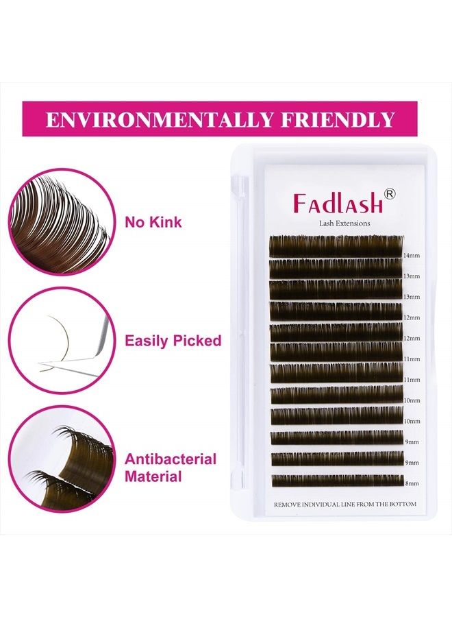 FADLASH Eyelash Extensions D Curl Individual Lashes 0.15 Mixed Tray 8-14mm Brown Lash Extensions Supplies Classic Eyelashes Professional Salon Use (0.15-D, 8-14mm Mix) - Image 5