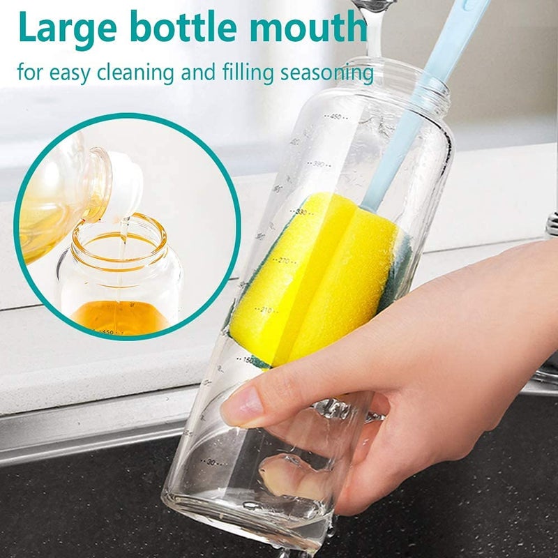 Baskety Glass Oil Dispenser Leakproof Oiler Tank Household Stainless Steel Condiment Dispenser Seasoning Bottle 500ml (Set of 2) B - Image 4