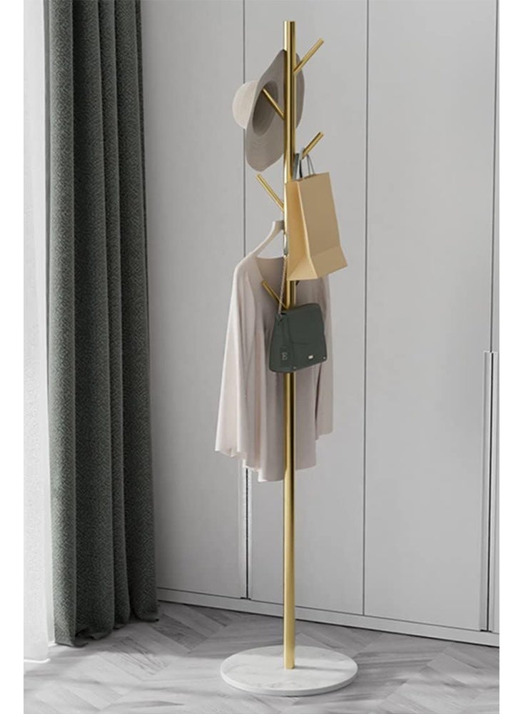 Solerconm Coat Rack Metal Freestanding Coat Rack Garment Rack for Clothes, Bags, Hats Clothes Stand Organizer for Home, Office, Entryway, Hallway (Gold) - Image 3