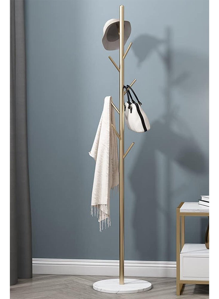Solerconm Coat Rack Metal Freestanding Coat Rack Garment Rack for Clothes, Bags, Hats Clothes Stand Organizer for Home, Office, Entryway, Hallway (Gold) - Image 2