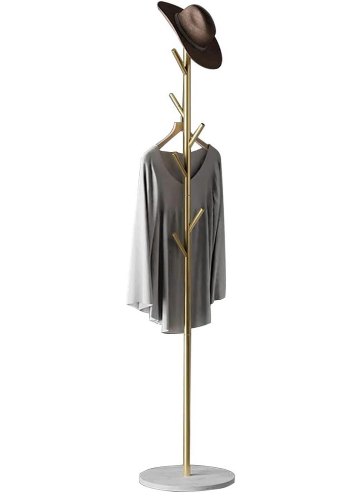 Solerconm Coat Rack Metal Freestanding Coat Rack Garment Rack for Clothes, Bags, Hats Clothes Stand Organizer for Home, Office, Entryway, Hallway (Gold) - Image 1