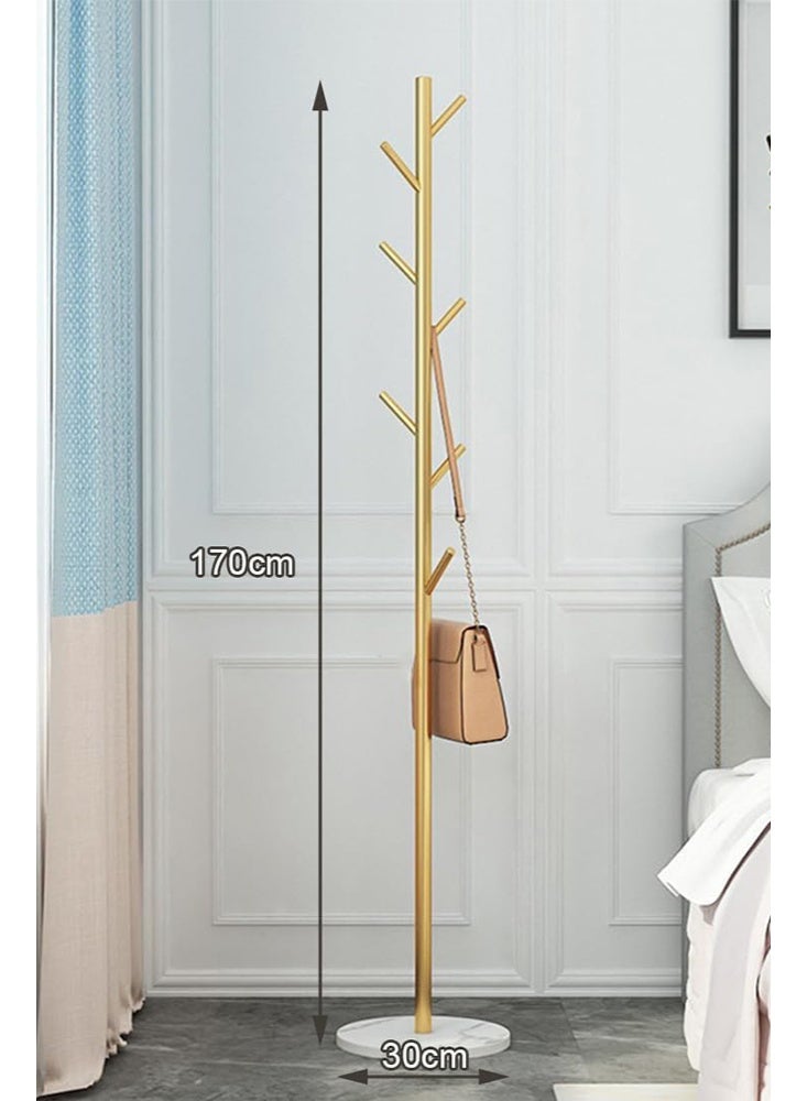 Solerconm Coat Rack Metal Freestanding Coat Rack Garment Rack for Clothes, Bags, Hats Clothes Stand Organizer for Home, Office, Entryway, Hallway (Gold) - Image 5