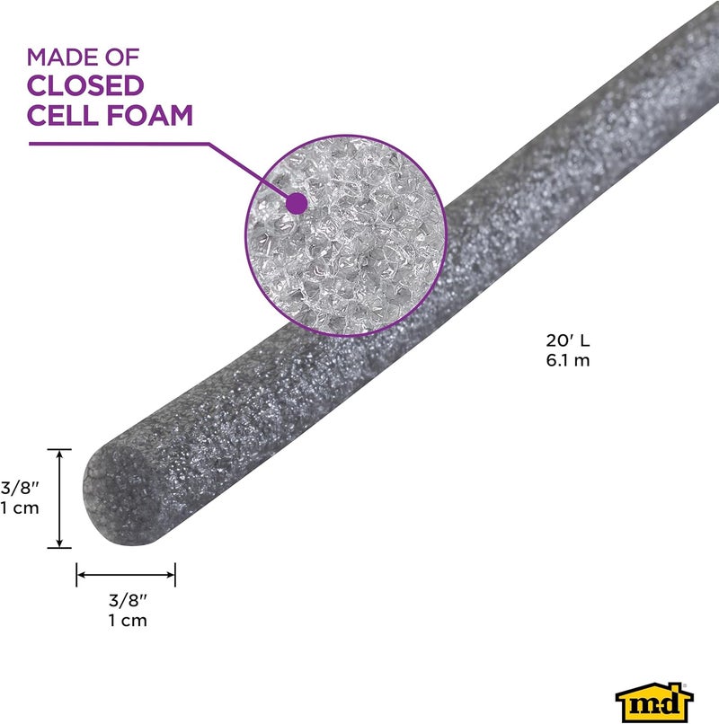 M-D Building Products Gray Foam Backer Rod - 3/8 Inch by 20 Feet for Sealing Concrete Gaps and Expansion Joints - Image 2