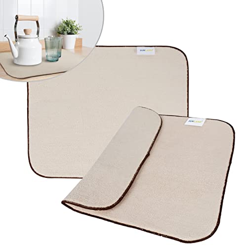 SINLAND Microfiber Dish Drying Mat Super Absorbent Dish Drying Pad for Drainer Kitchen Counter, Large Size Mat for Countertops or Sinks 16Inch X 18Inch Beige 2 Pack - Image 1