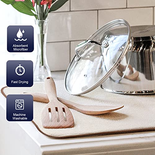 SINLAND Microfiber Dish Drying Mat Super Absorbent Dish Drying Pad for Drainer Kitchen Counter, Large Size Mat for Countertops or Sinks 16Inch X 18Inch Beige 2 Pack - Image 4