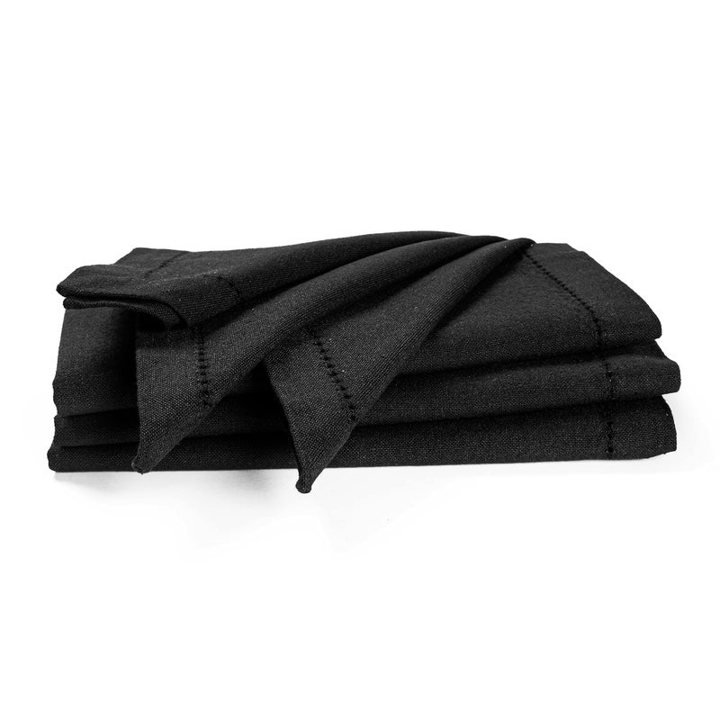Palisa Cloth Dinner Napkins with Hemstitched Detailing Mitered Corners Set of 4 18x18 Inches Black Cotton Reusable Dinner Napkins Perfect for Weddings Everyday Use