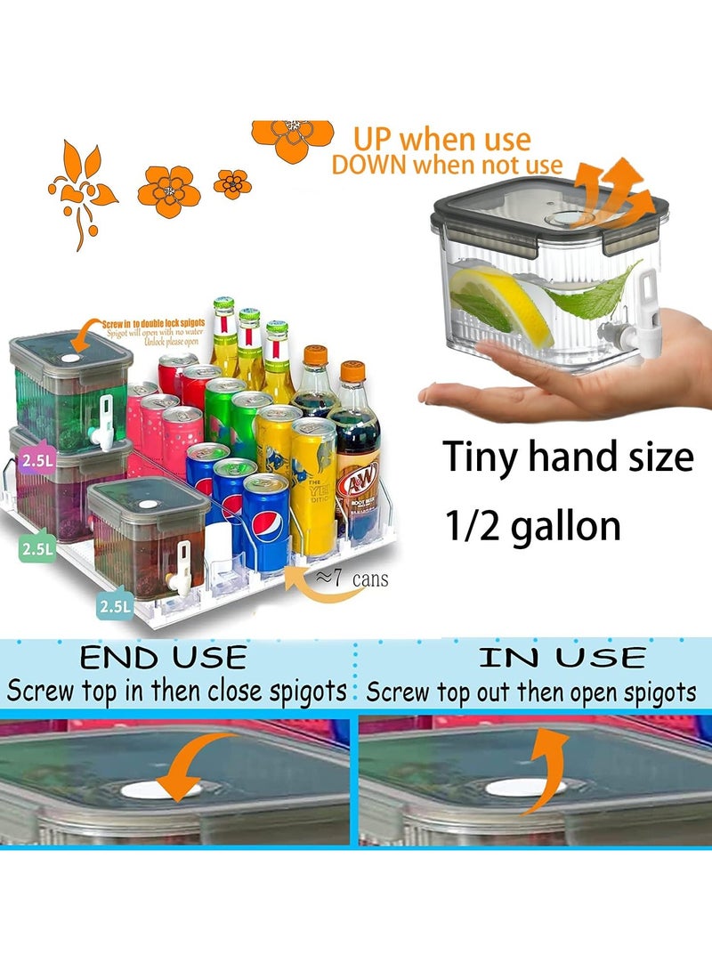 2.5L Gallon Drink Dispenser For Fridge, Beverage Dispenser With Spigot, 84 Oz Plastic Fridge Beverage Dispensers Jug, Ice Tea Milk Lemonade Container, Half Gallon Water Pitcher for Refrigerato - Image 3