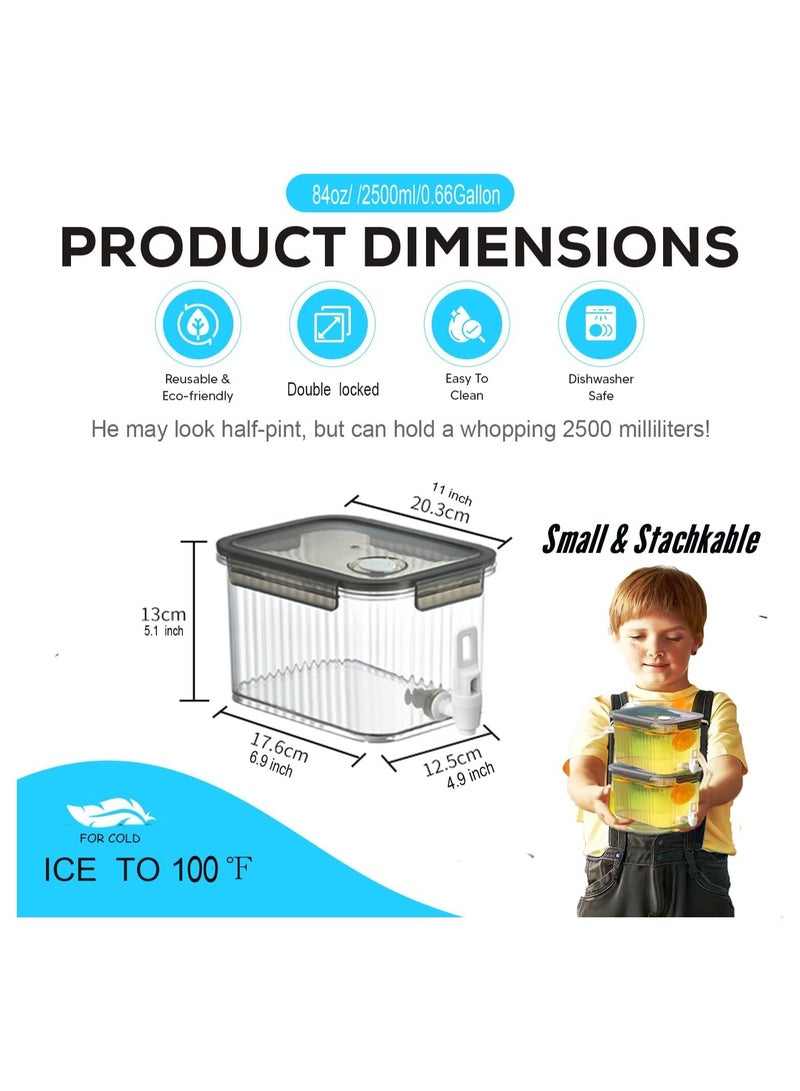 2.5L Gallon Drink Dispenser For Fridge, Beverage Dispenser With Spigot, 84 Oz Plastic Fridge Beverage Dispensers Jug, Ice Tea Milk Lemonade Container, Half Gallon Water Pitcher for Refrigerato - Image 2
