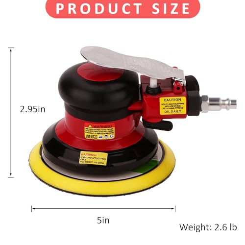 Gedu Professional Air Random Orbital Palm Sander, Dual Action Pneumatic Sander, Low Vibration, Heavy Duty - Image 2
