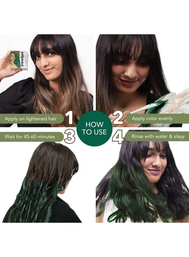 Paradyes Semi-Permanent Emerald Green Diy Conditioner Based Hair Colour Infused With Aloe-Vera, Bhringaraj, Brahmi, Almonds & Amla 120 Gm  - Image 4