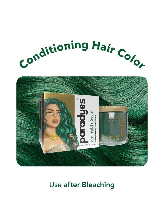 Paradyes Semi-Permanent Emerald Green Diy Conditioner Based Hair Colour Infused With Aloe-Vera, Bhringaraj, Brahmi, Almonds & Amla 120 Gm  - Image 2