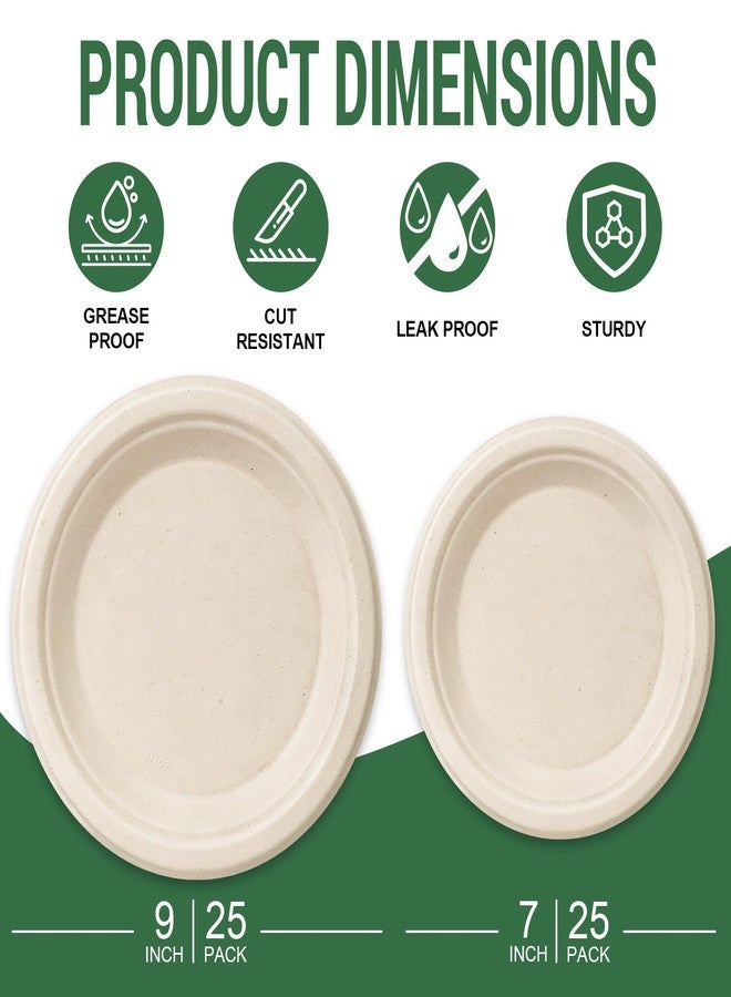 LANLISA 50 Pcs Disposable Paper Plates Heavy Duty, 7 inch & 9 Inch Compostable Plates [Each 25 Count] - Eco Friendly Biodegradable Plate for Brithday Party Camping - Image 2