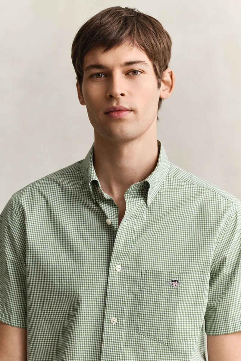 GANT  Regular Classic Poplin Gingh Ss Shirt for Men | Best Price UAE