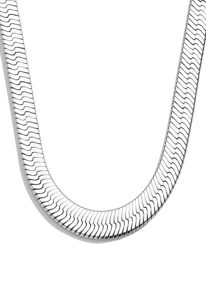 WomenGifts 14K Gold Silver Plated Herringbone Necklace for Women, Dainty Snake Chain Choker, Trendy Simple Long Layered Jewelry Non Tarnish, 3/4/5/8mm,14,16,18,20,22,24,26 Inch Thin & Chunky Options - Image 1