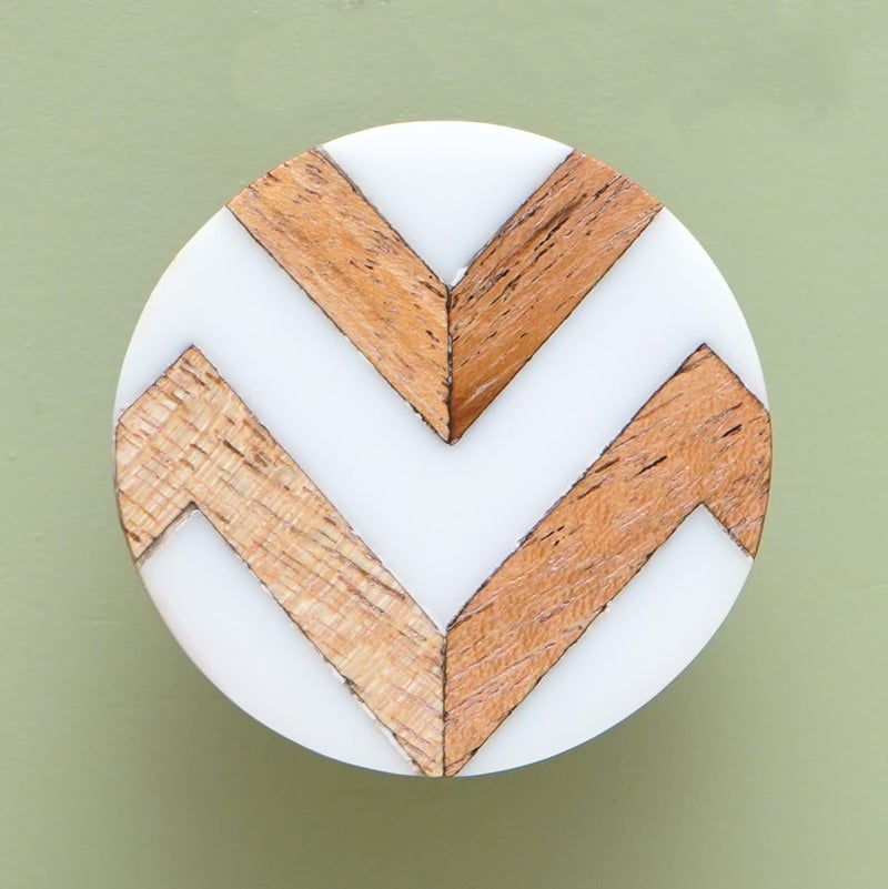 Indian-Shelf IndianShelf 4 Pieces Wood Brown Zig Zag Drawer Knobs Dresser Knobs Decorative Wooden Cabinet Knobs Boho Drawer Pulls Unique Wood Kitchen Handles Modern Door Hardware - Image 2