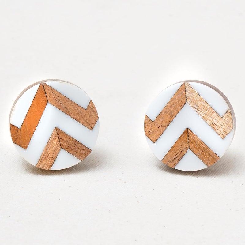 Indian-Shelf IndianShelf 4 Pieces Wood Brown Zig Zag Drawer Knobs Dresser Knobs Decorative Wooden Cabinet Knobs Boho Drawer Pulls Unique Wood Kitchen Handles Modern Door Hardware - Image 5