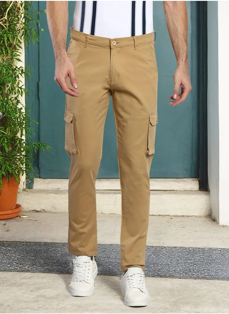 دينيس لينغو Men's Dark Khaki Tapered Fit Cargo Pants