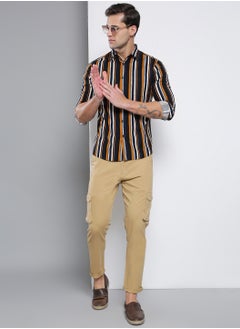 Dennis Lingo Men's Dark Khaki Tapered Fit Cargo Pants  - Image 2