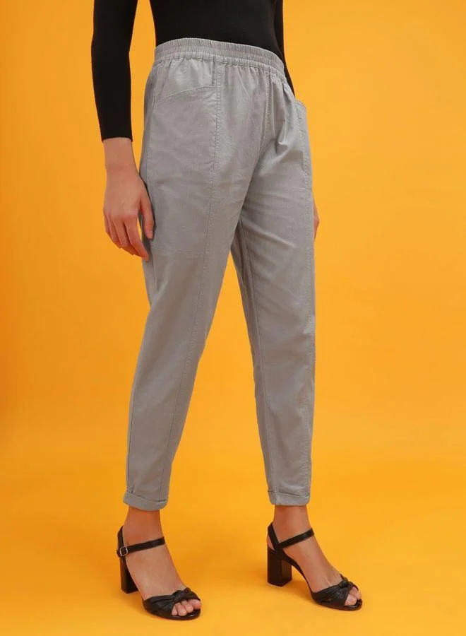 Freehand  Women Regular Fit Solid Mid-Rise Pants for Women | Best Price UAE