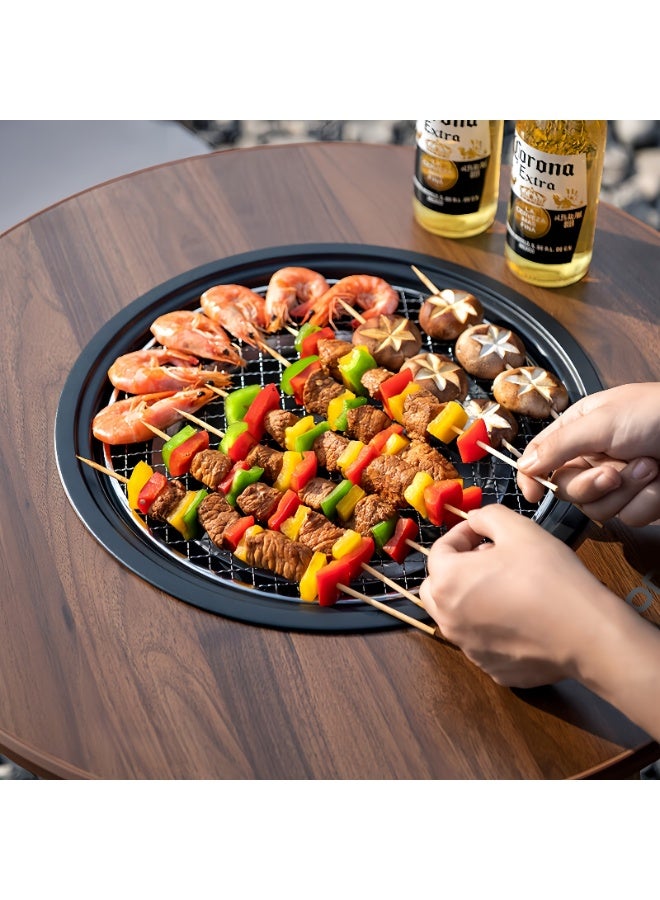 porodo Tripod-Base Outdoor Round Grill Table with Removable Charcoal Bowl / Heat Shield Ring / Ideal for BBQ, Beach Picnics, Camping Trips and Balcony Grilling/ Portable & Easy Setup - Brown - Image 4