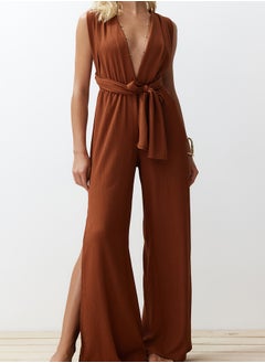 trendyol Brown Woven Tied Jumpsuit TBESS23TU00010  - Image 4
