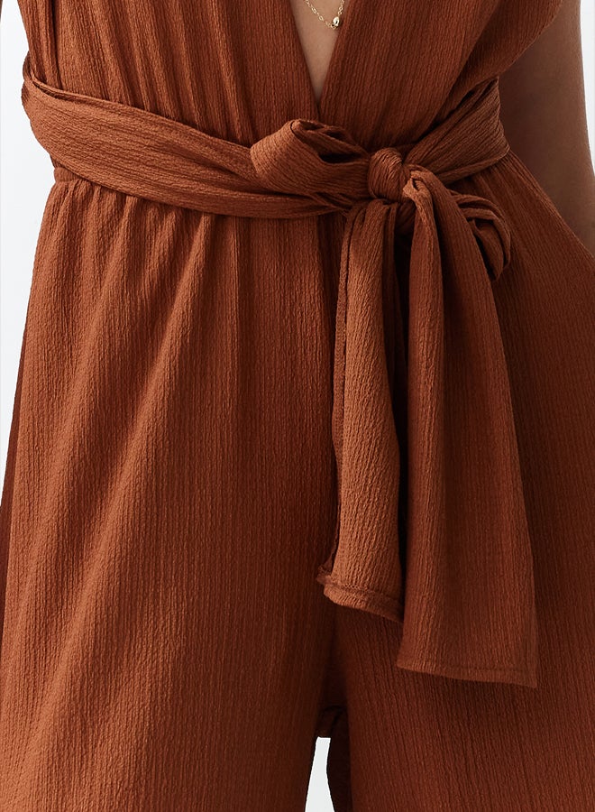 trendyol Brown Woven Tied Jumpsuit TBESS23TU00010  - Image 5