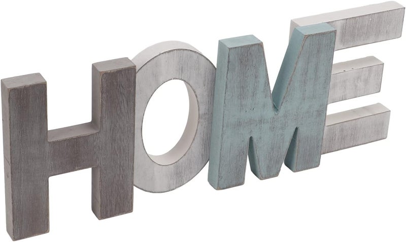 زينة علامة “Wood HOME”، تصميم رترو عتيق، حروف خشبية رائعة للزينة على الرفوف الجدارية أو العتبات، علامة خشبية مصنوعة يدويًا متعددة الألوان لديكور المنزل. - Image 3