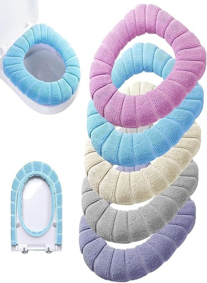 SITSRA Thicker Bathroom Toilet Seat Cover Pads, Soft & Warm Toilet Seat Cushion Cover, Stretchable, Washable Fiber Cloth, Easy Installation & Comfortable Toilet Lid Seat Cover (3) - Image 1