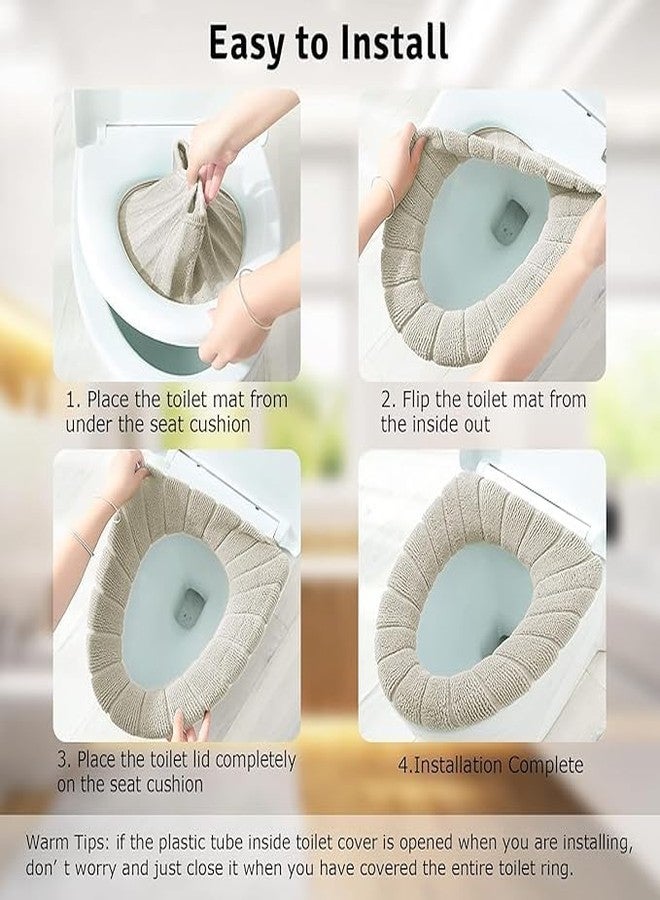 SITSRA Thicker Bathroom Toilet Seat Cover Pads, Soft & Warm Toilet Seat Cushion Cover, Stretchable, Washable Fiber Cloth, Easy Installation & Comfortable Toilet Lid Seat Cover (3) - Image 3