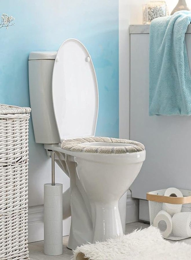 SITSRA Thicker Bathroom Toilet Seat Cover Pads, Soft & Warm Toilet Seat Cushion Cover, Stretchable, Washable Fiber Cloth, Easy Installation & Comfortable Toilet Lid Seat Cover (3) - Image 2