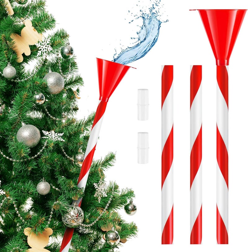 VICAMB 39.3 Inch Christmas Tree Watering Funnel,Red and White Striped Christmas Tree Watering System Device,Long Tree Watering Funnel Spout for Indoor Outdoor Xmas Tree - Image 1