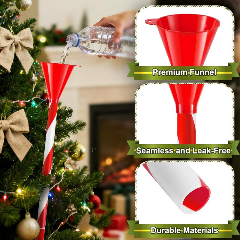 VICAMB 39.3 Inch Christmas Tree Watering Funnel,Red and White Striped Christmas Tree Watering System Device,Long Tree Watering Funnel Spout for Indoor Outdoor Xmas Tree - Image 5
